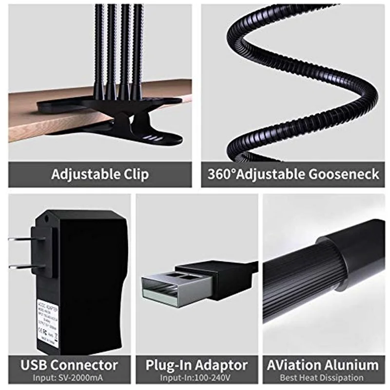 USB 5V Электрический таймер Затемнения полный спектр 4 головы светодиодный Grow