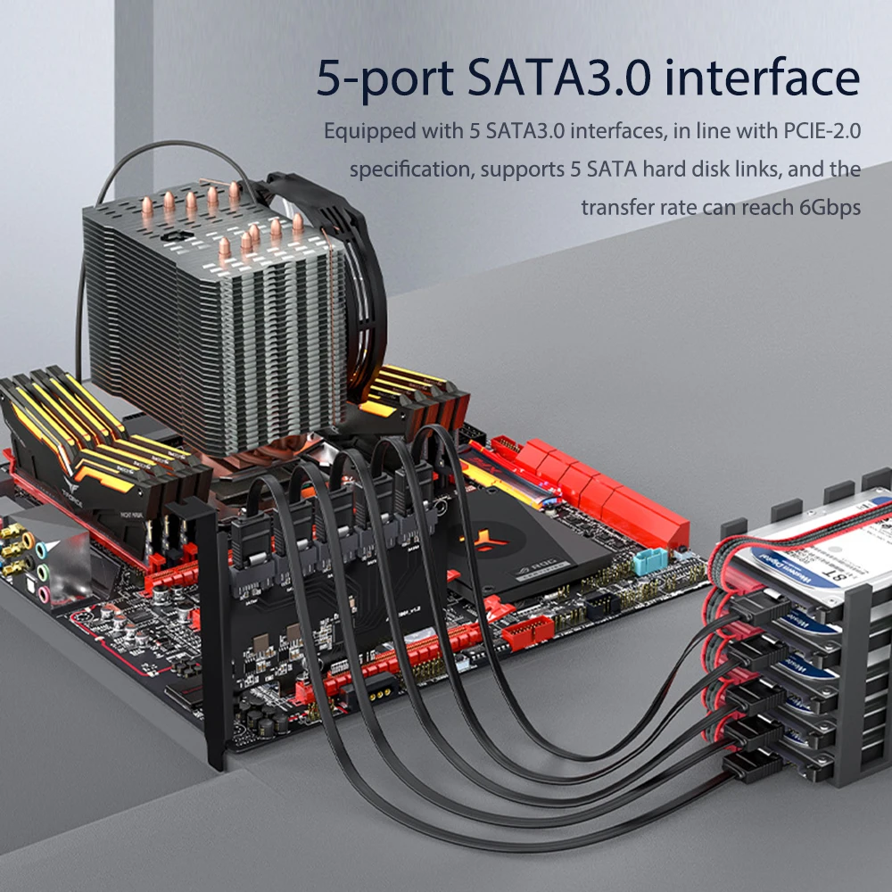 SATA PCI-E Adapter 5/8/16/24 Ports PCI Express X1 X4 X8 X16 To 3.0 6Gbp Interface Rate Expansion Card Controller | Компьютеры и офис