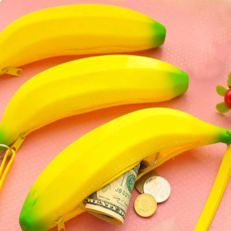 

Новинка, кошелек для монет, силиконовый милый школьный пенал с банановым узором, сумка для хранения карандашей, чехол, детский держатель для...
