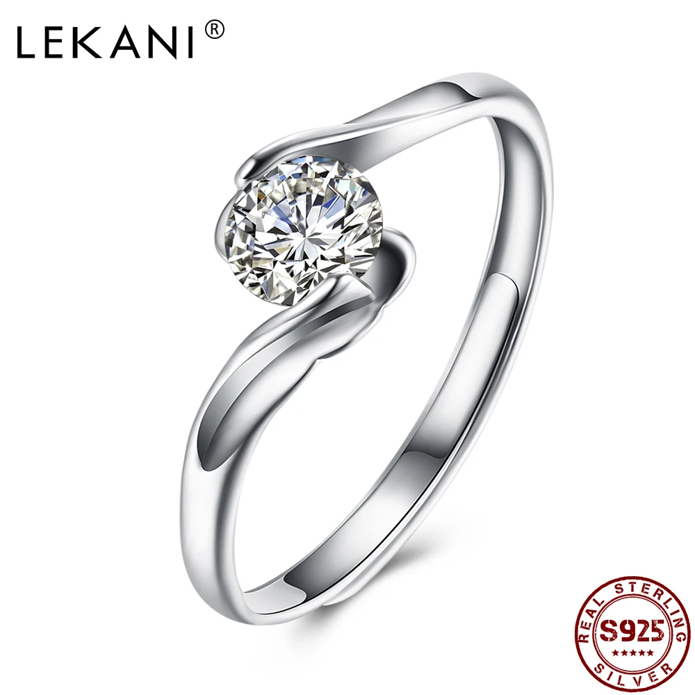 

LEKANI 925 Sterling Silver Rings For Women Adjustable Inlaid 5A Cubic Zirconia CZ Ring Wedding Anniversary Gift Fine Jewelry