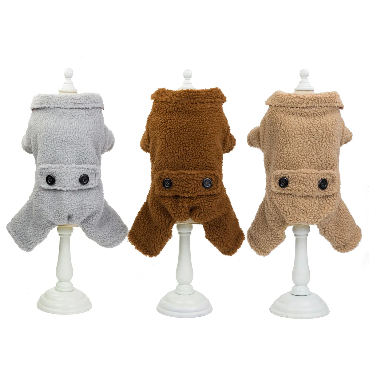 Одежда для собак на осень и зиму теплые флисовые комбинезоны с четырьмя ножками