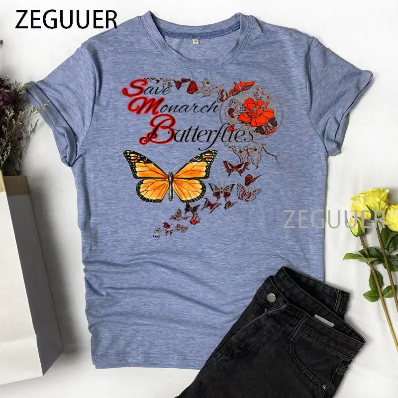 

Women's T-shirt 2021 Save Monarch Butterfly Kawaii Print Women T Shirt New Arrival Summer Style Female T-Shirt Oversized Clothes