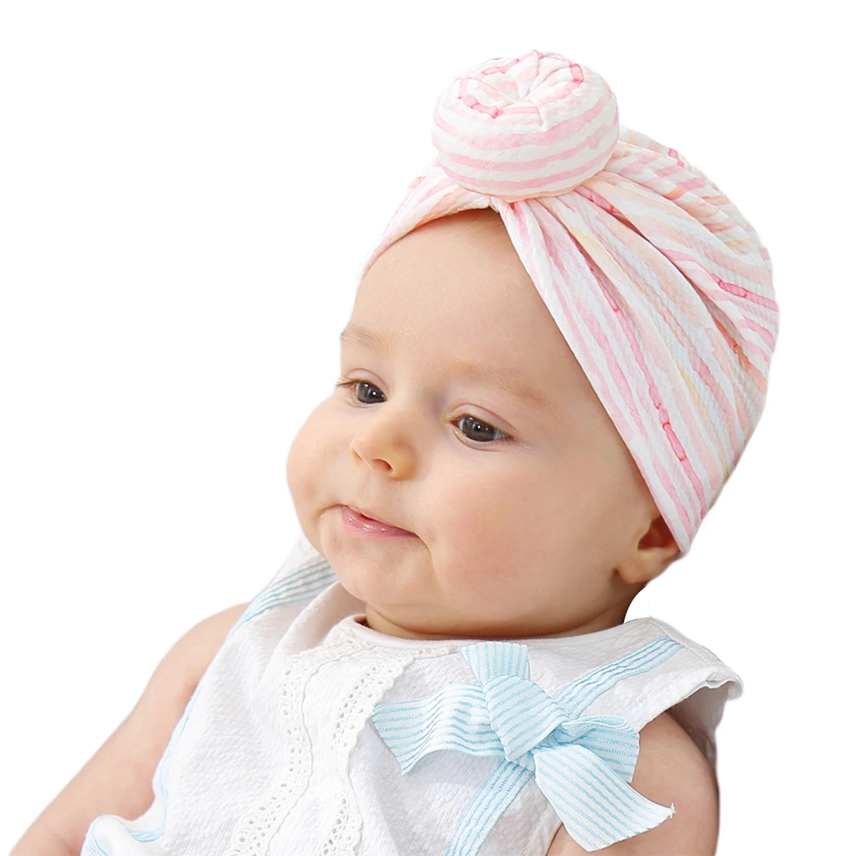 Мягкая плиссированная хлопковая шляпа с цветочным принтом для новорожденных