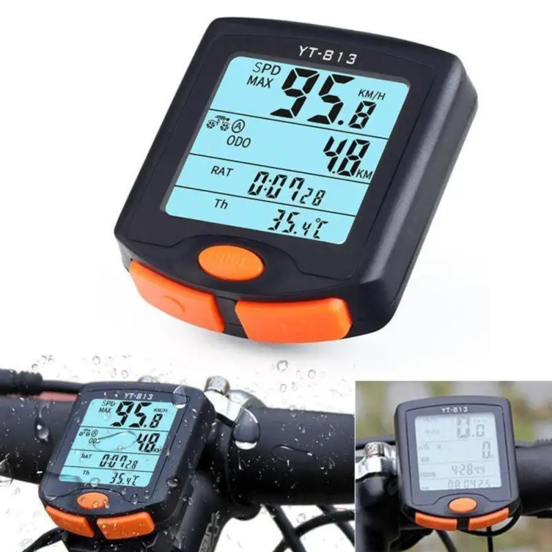 

Bicycle Computer Wireless Bike Computer Speedometer Digital Odometer Stopwatch Thermometer LCD Backlight Rainproof Black