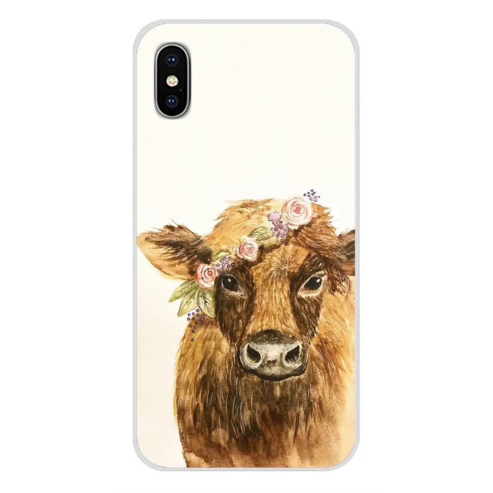 Для huawei G7 G8 P7 P8 P9 P10 P20 P30 Lite Mini Pro P Smart Plus TPU Чехлы для животных крупного рогатого скота корова Акварельная живопись