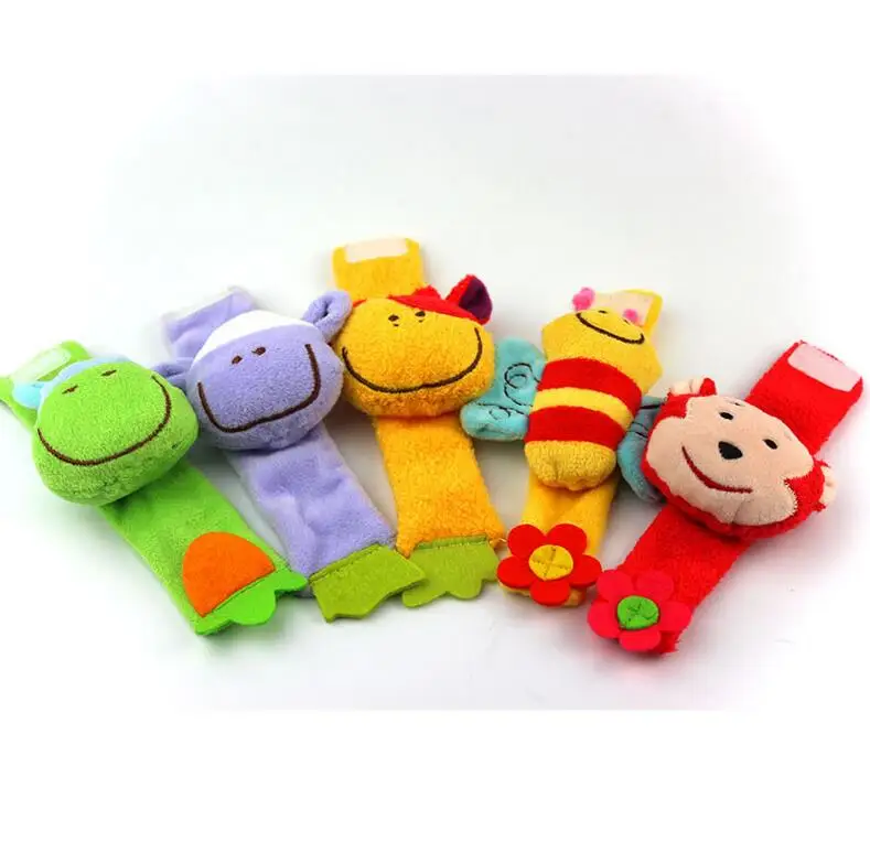 2021 Infant Learning Toy Infant Newborn Baby Wrist Watchs Baby Toy Hand Wrist Strap Soft Animal Baby Rattles Christmas Gift