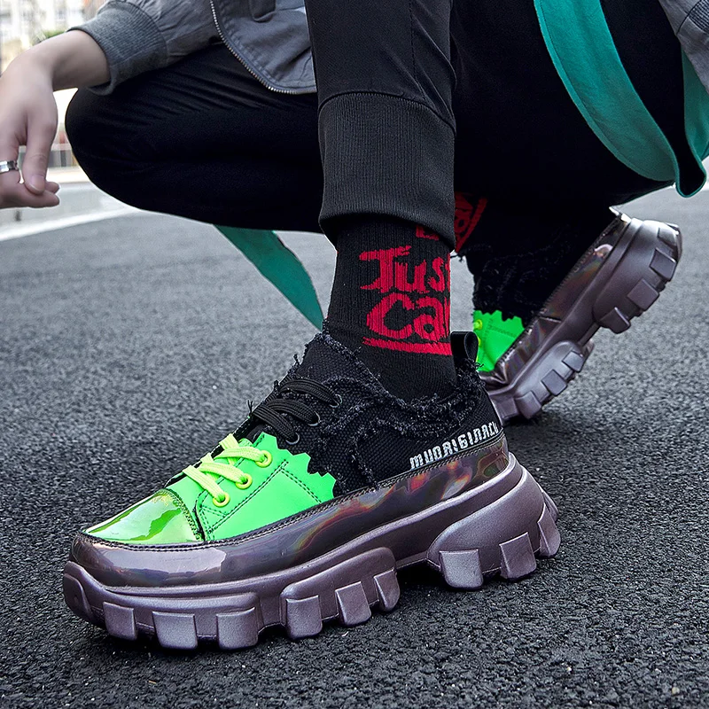 

New couples colorful street fashion sneakers ladies fitness sneakers men's increased non-slip wear-resistant running shoes