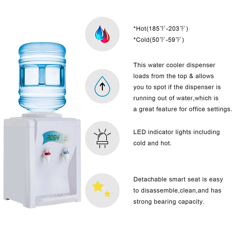 

Electric Hot Cold Water Cooler Dispenser Dustproof Detachable for Home Office