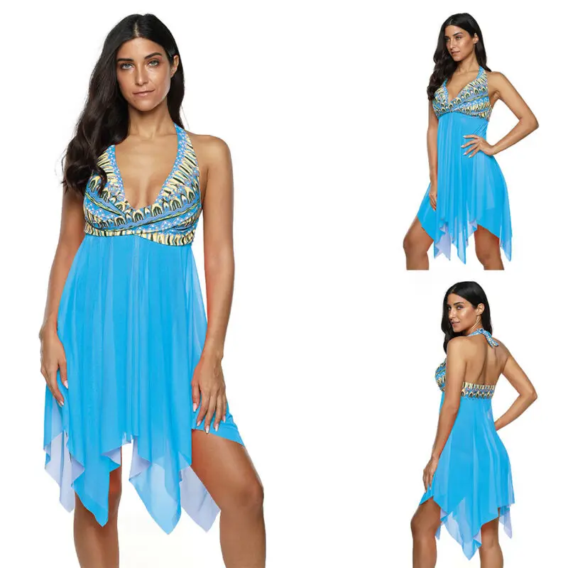 

Women Mesh Swimwear Bikini Cover Up Beach Wear Kaftan Loose Dress Plus Size