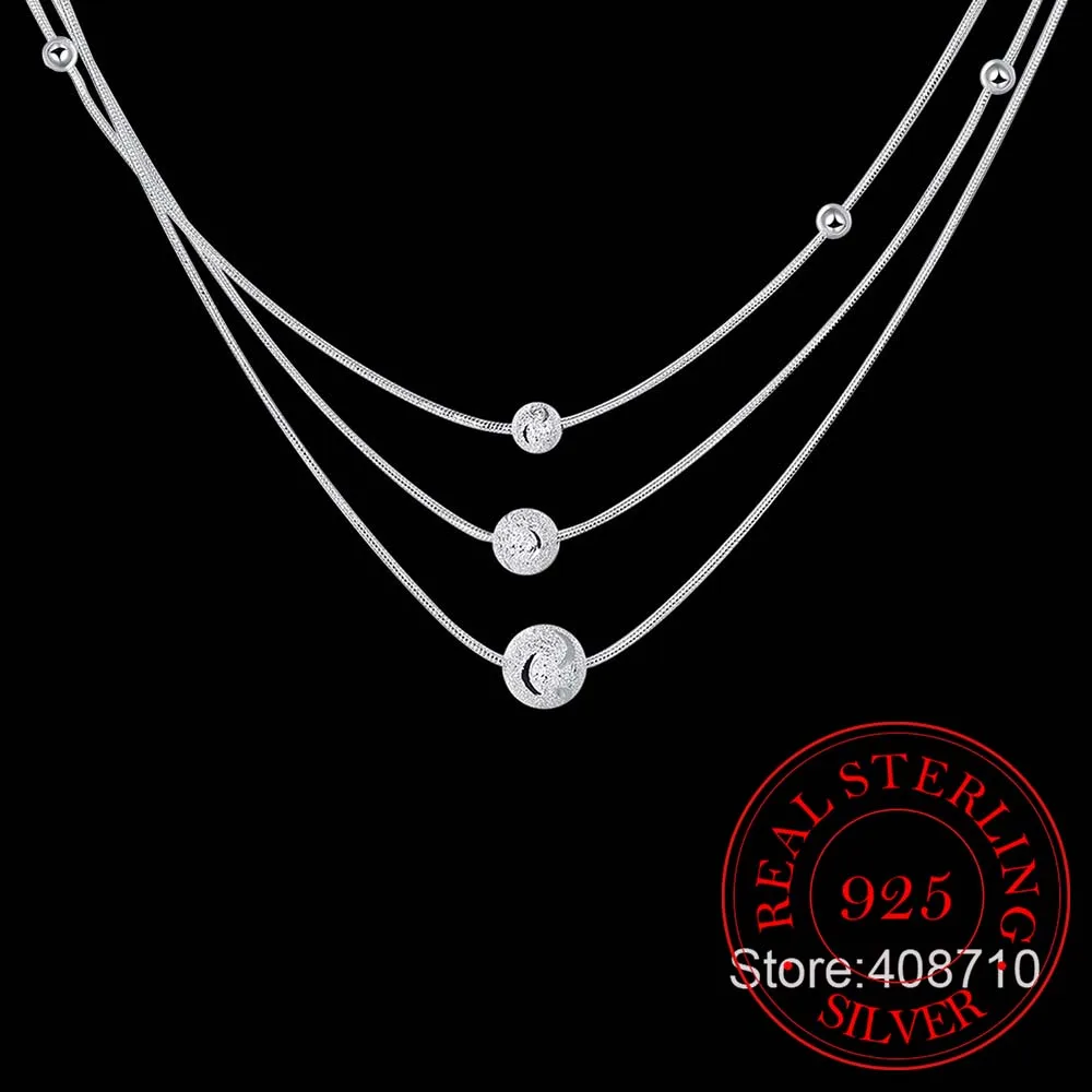 Цепочка из серебра 925 пробы с трехслойной подвеской и бусинами|pendant whistle|pendant