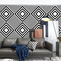 black and white square wallpaper geometric pattern simple modern bedroom living room background wall plaid stripe wallpaper