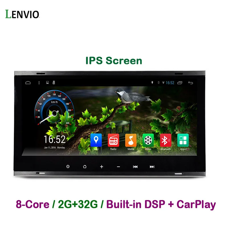 Автомагнитола Lenvio 2 + 32 ГБ 8 дюйма IPS Din Android 1 GPS DVD плеер для VW Volkswagen Touareg 2003 2010 T5 Multivan
