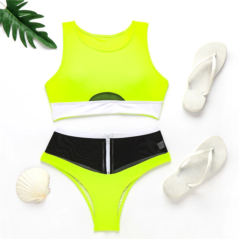 Комплект бикини на молнии с высокой талией 2020 Африканский купальник сексуальный