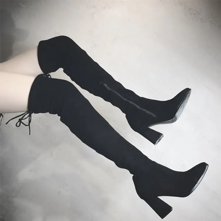 Новинка сезон осень-зима высокие сапоги женские эластичные выше колена на