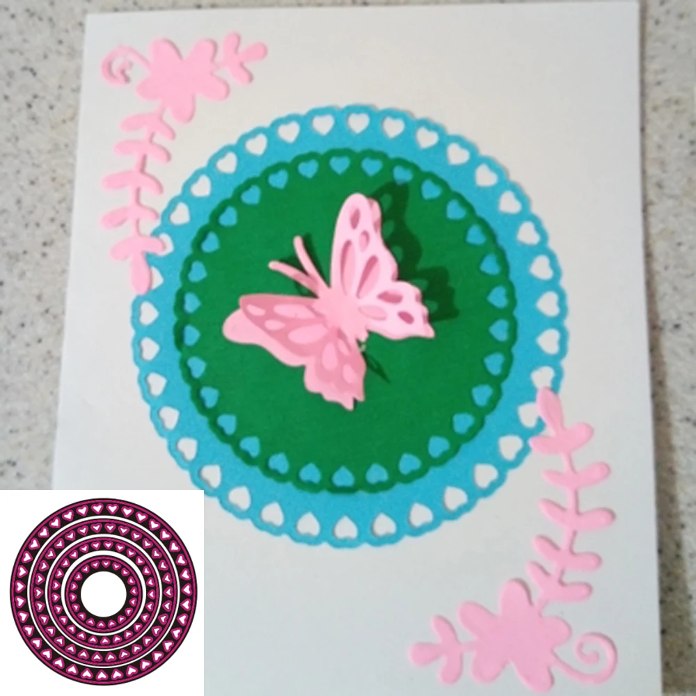 

New 4-piece heart lace circle Metal cutting Die scrapbook Decoration embossed Photo album Decoration Card making DIY Handicrafts