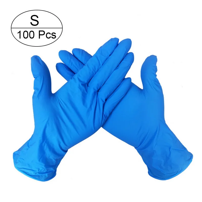 blue S 100 шт 3 цвета одноразовые латексные перчатки для мытья посуды/кухни/медицинских/рабочих/резиновых/садовых перчаток универсальные для левой и правой руки - Цвет: blue S
