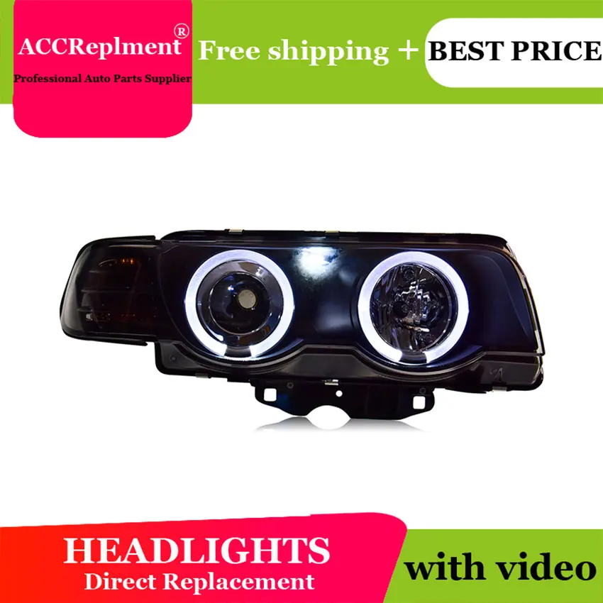 

Car Styling For BMW E38 Headlights U Angel Eyes 1998-2002 For BMW E38 LED Light Bar Q5 Bi Xenon Lens LED Bulb Projector