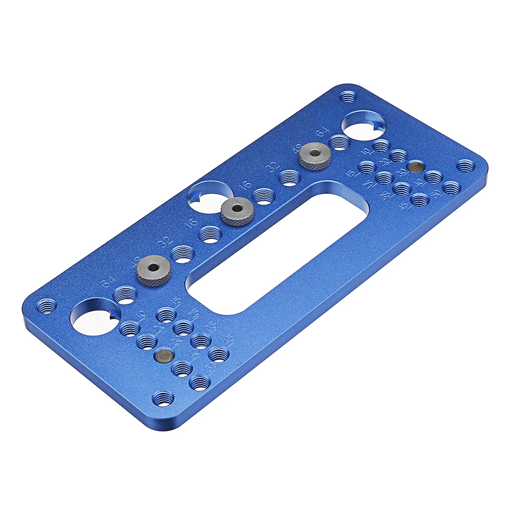 

Blue Aluminum Alloy Knob and Pull Cabinet Hardware Jig Adjustable Door Drawer Handle Knob Pull Drill Template Woodworking Tool