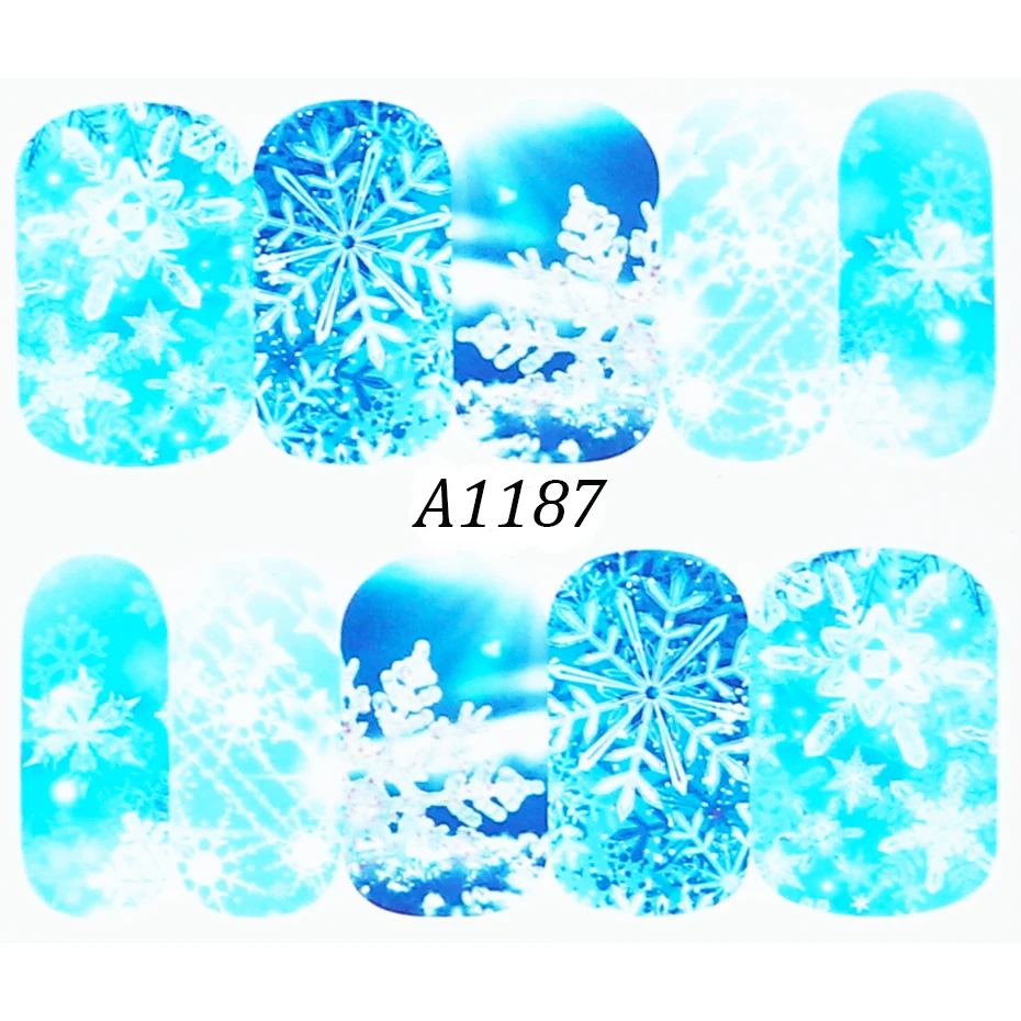 1 лист рождественской елки, наклейки для ногтей, подарок лося, переводные наклейки для воды, слайдеры, украшения для ногтей, инструмент для маникюра, Полный Обертывания CHA1187