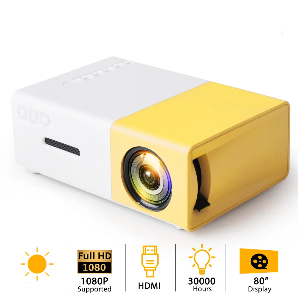 Светодиодный мини проектор AAO YG300 USB 3D Pico аудио YG310 домашний медиаплеер ЖК