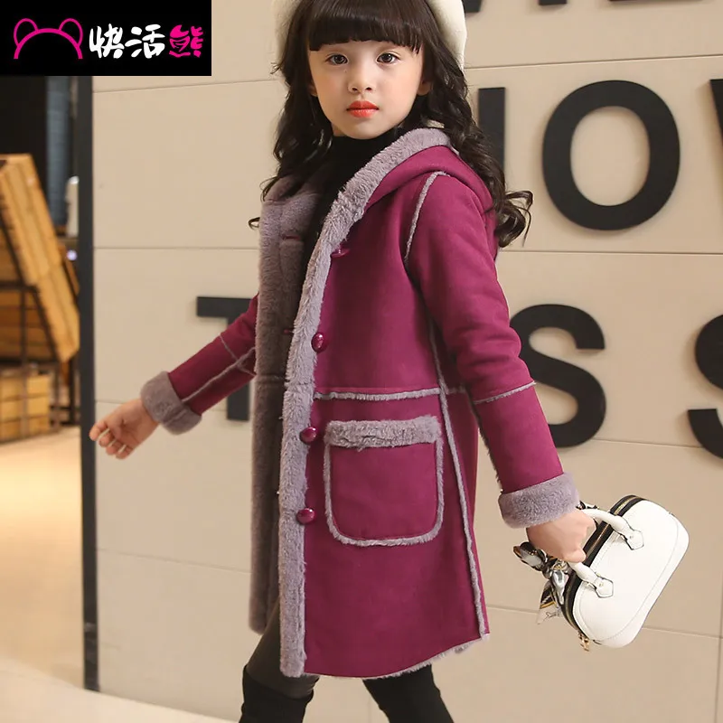 2019 New Autumn Winter Children Warm Cotton Jackets For Girls Hooded Fur Coat Girl Hoodie Thick Outerwear Baby Parka 10 12 years | Детская