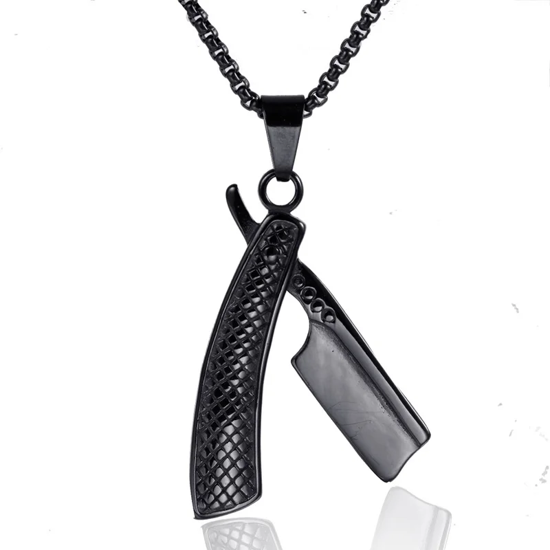 

Basic Punk Hip Hop Barber Razor Necklace for Men Glamour Fashion Gothic Hip Hop Alloy Jewelry Wholesale Accessories