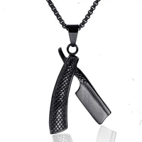 basic punk hip hop barber razor necklace for men glamour fashion gothic hip hop alloy jewelry wholesale accessories