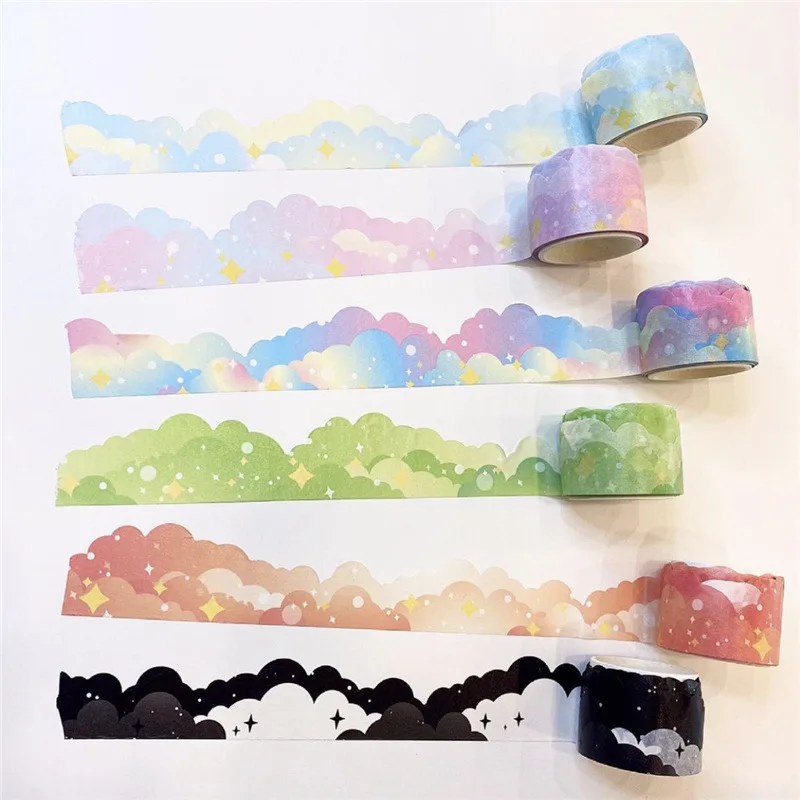 

Ins Dreamy Gradient Clouds Star Washi Tapes Deco Hand Account Album Diary Scrapbooking DIY Masking Tape Kawaii Stationery 5M