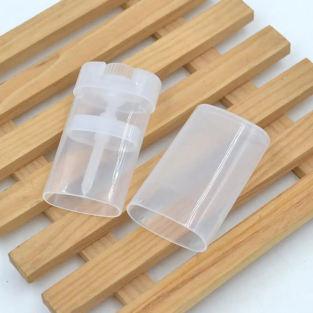 

1pcs Empty DIY Oval Lip Balm Tubes Deodorant Clear White Lipstick Lip Tube Lip Balm Containers About 15g Plastic Bottles