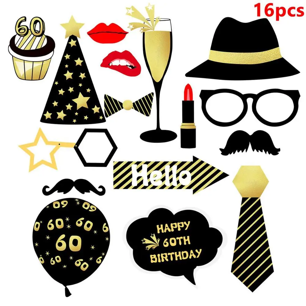 60th Photobooth Taoup 60 одноразовая посуда для полотенец тарелка для стола одноразовая посуда для вечеринок 60th День Рождения Декор Для дедушки - Цвет: 60th Photobooth