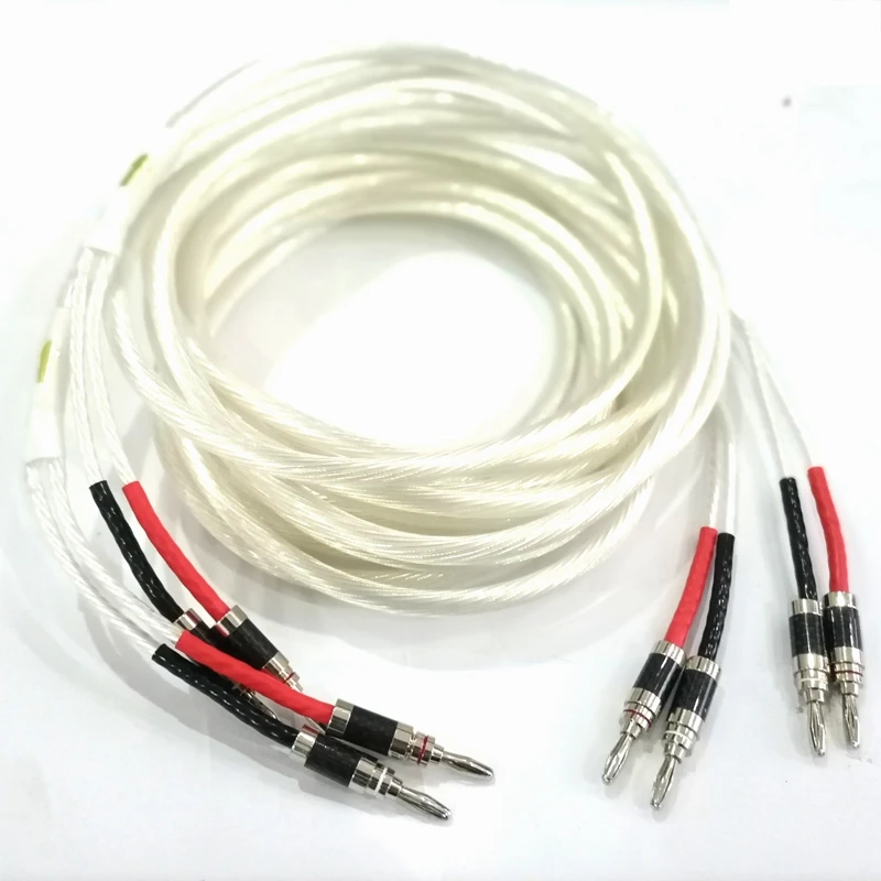 Одна пара Hi Fi посеребренный кабель для динамиков end 4N OFC провод систем Y образный