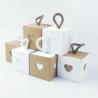 50pcs favor candy box bag kraft paper heart wedding favor gift boxes diy pie wedding party box bags eco friendly kraft promotion