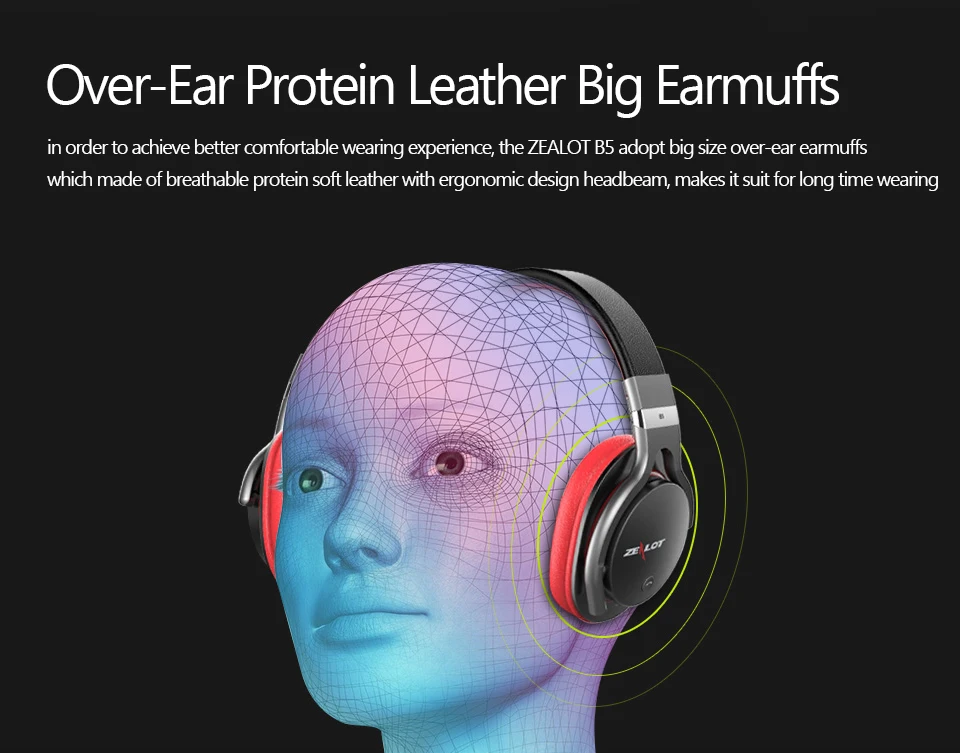 ZEALOT B5 Hi-Fi стерео беспроводные Bluetooth наушники на ухо мощная Бас-гарнитура с микрофоном Поддержка Micro-SD карты воспроизведения