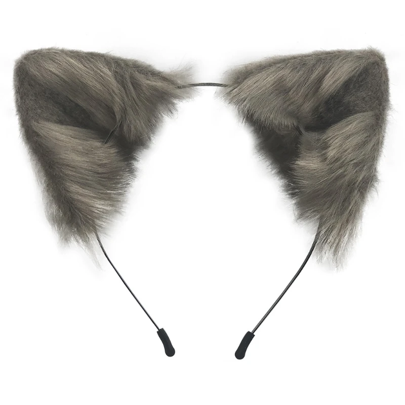 

Simulation Furry Plush Ears Headband Bright Solid Candy Color Animal Fluffy Hair Hoop Lolita Kawaii Cosplay Headpiece