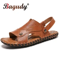 male shoes genuine leather men sandals summer soft men shoes beach fashion outdoor casual non slip breathable slippers footwear