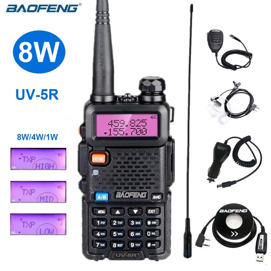 

Baofeng UV-5R 8W Powerful Walkie Talkie VHF UHF Two Way Radio Scanner UV5R CB Ham Radio Station Amateur Transceiver for Hunting