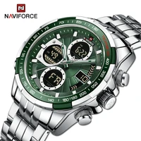 naviforce mens wrist watches casual sport stainless steel waterproof luminous dual display quartz clock watch male reloj hombre