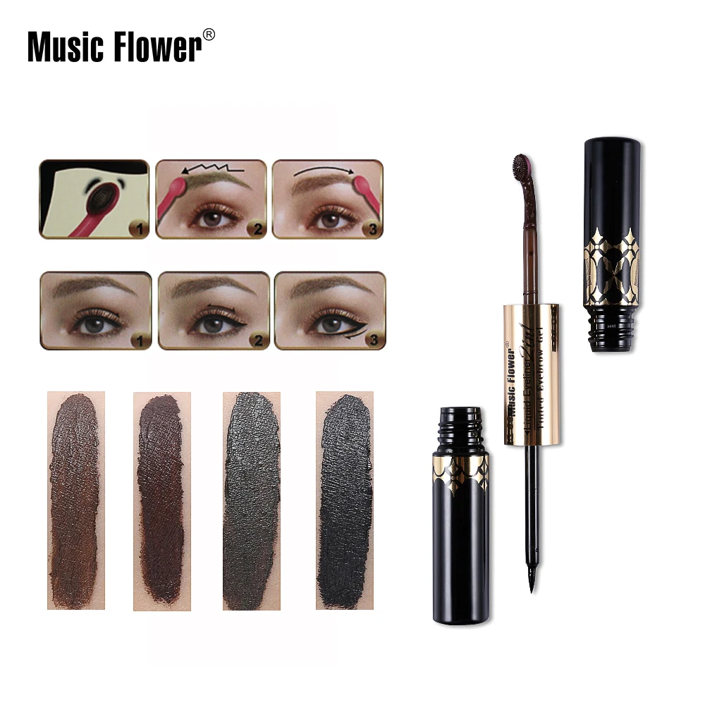 

24H Waterproof Longlasting Black Liquid Eyeliner 2 In 1 Smudge Proof Quick Dry Eye Liner Tinted Eyebrow Gel Professional Makeup