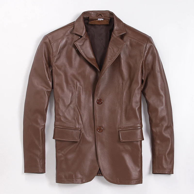 

Plus Size Classic Mens Leather Jackets Genuine Sheepskin Casual Business Quality Office Suit
