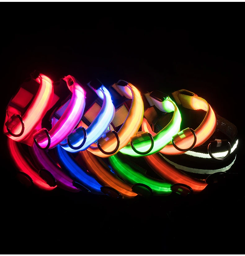 Usb зарядка Led собачий ошейник Ночная безопасность мигающий светится в темноте собачий поводок Креативный светодиодный собачий ошейник анти-потеря воротник Перро