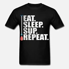 Мужская футболка с коротким рукавом, футболка со стоячим паддлбордингом, с забавным дизайном, с рисунком Eat Sleep SUP, футболка с повторяющимся рисунком, женская футболка