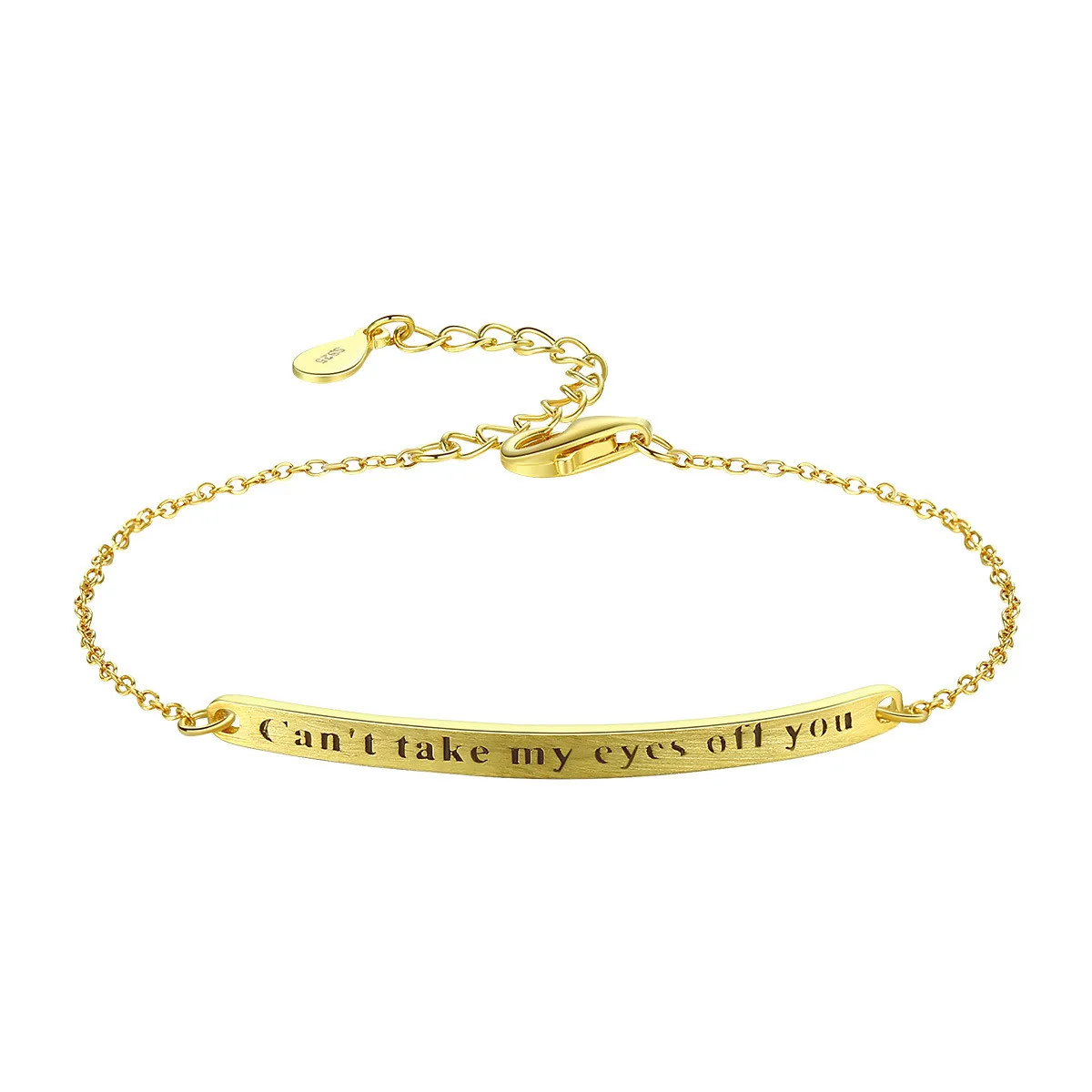 

925 Sterling Silver Bracelet Simple Style Lettering Bracelet Fine Jewelry Women Girls Wedding Party Gift