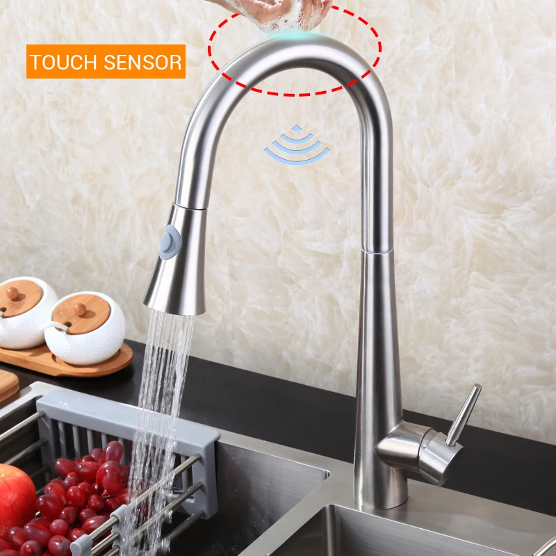 Умная кухонная раковина кран с автоматическим сенсорным датчиком вытяжной