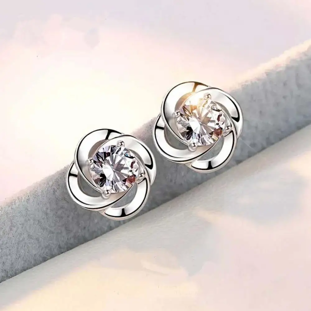 Посеребренные серьги с четырехлистным клевером lucky Простые Модные из