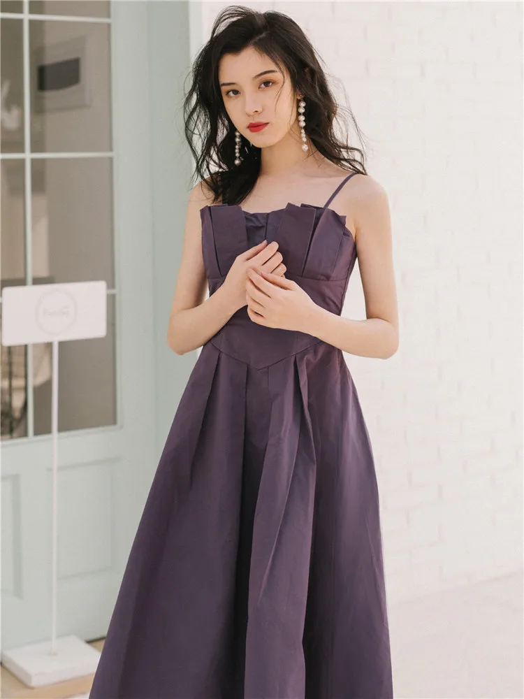 Ретро платье Mori на девочку 2019 летние женские сексуальные винтажные фиолетовые