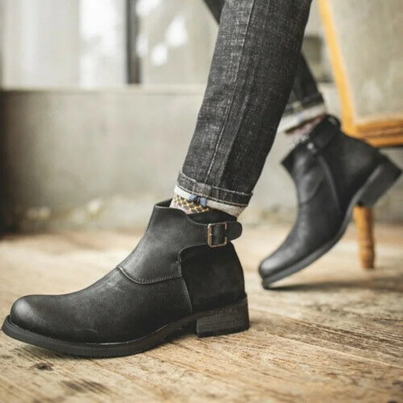 

Men's Chelsea Boots Leather Retro Men's Zipper Martins Ankle Boots