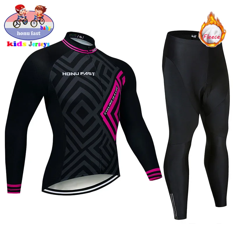 long sleeve Set 3 Детская команда nvvtrek, коллекция года, зимний комплект одежды из быстросохнущей Джерси для велоспорта, одежда спортивный костюм для улицы Ropa de bicicleta - Цвет: long sleeve Set 3