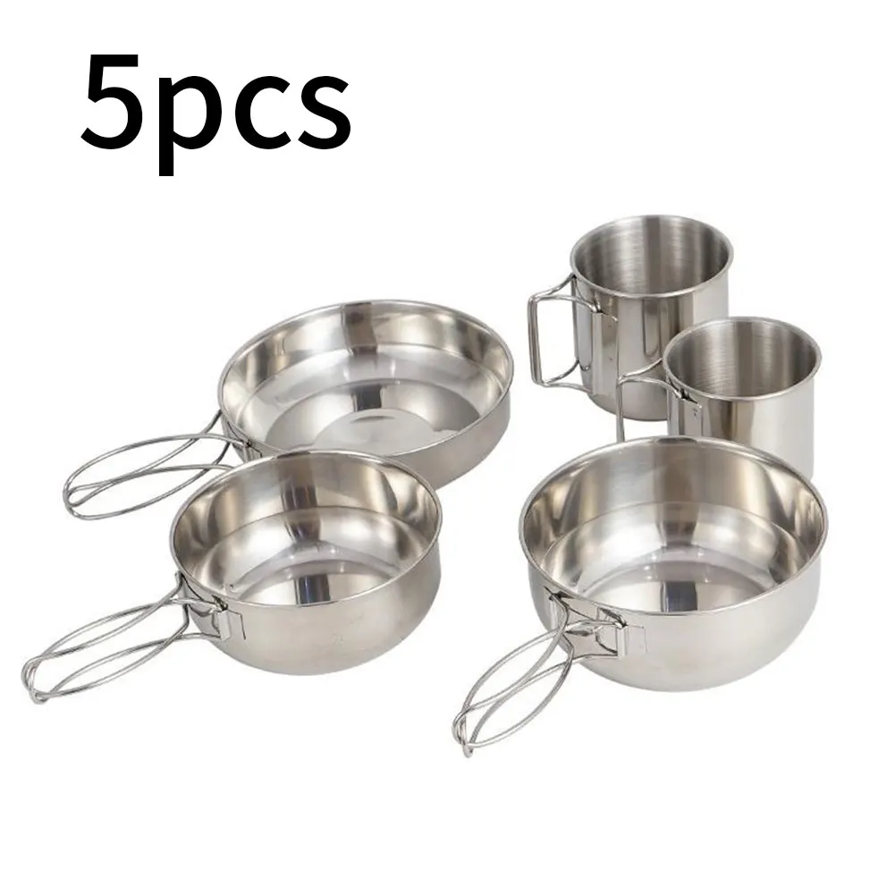 

Camping Cookset With Pan Cup Bowl Tourist Tableware Picnic Utensils Outdoor Kitchen Equipment Travel Cooking Set Cookware Hiking