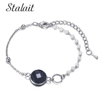 romantic pearl bracelets valentines luxury jewelry wholesale lots circle bracelet braided black glass round crystals bracelet