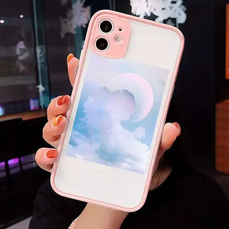 

Sweet pink Cloud Great art printing Phone Case Matte Transparent for iPhone 7 8 11 12 s mini pro X XS XR MAX Plus cover funda